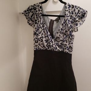 Nicole by nicole miller leopard size 8 black dress